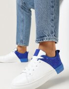  Adidași Alb-Albastre Cu șireturi cu talpă plată cu Zirconii Decorative Gimena