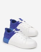  Adidași Alb-Albastre Cu șireturi cu talpă plată cu Zirconii Decorative Gimena