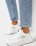  Adidași Alb-Argintiu cu Talpă Plată cu Inserții Decorative Aizra
