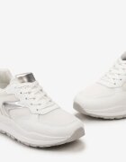  Adidași Alb-Argintiu cu Talpă Plată cu Inserții Decorative Aizra