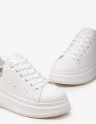  Adidași Alb-Argintiu din Piele Ecologică cu Platformă cu Șireturi Telretia