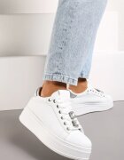  Adidași Alb-Argintiu pe Platformă cu Breloace Detașabile La Șireturi Harhi