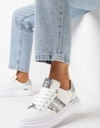  Adidași Alb-Argintiu pe Platformă cu Inserții cu Sclipici Railawa