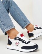  Adidași alb-bleumarin cu inserții metalice și broderie fină