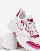  Adidași Alb-Fucsia cu Talpă Groasă cu Inserții Lăcuite Fryda