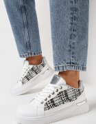  Adidași Alb-Gri cu Inserție din Tweed Ecafa