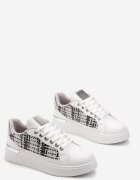  Adidași Alb-Gri cu Inserție din Tweed Ecafa