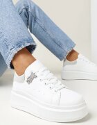  Adidași Alb-Gri Cu șireturi Pe Platformă Groasă Cu Partea Superioară Sub Glezna Auture