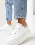  Adidași Alb-Gri Cu șireturi Pe Platformă Groasă Cu Partea Superioară Sub Glezna Auture