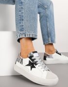  Adidași Alb-Gri cu Talpă Groasă Decorați cu Sclipici Felthara