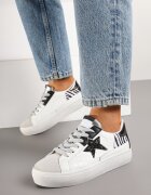  Adidași Alb-Gri cu Talpă Groasă Decorați cu Sclipici Felthara