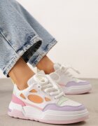  Adidași Alb-Mov pe Talpă Groasă cu Șireturi Decorative Aqulli
