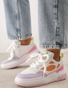  Adidași Alb-Mov pe Talpă Groasă cu Șireturi Decorative Aqulli