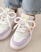  Adidași Alb-Mov pe Talpă Groasă cu Șireturi Decorative Aqulli