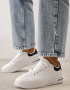  Adidași Alb-Negri cu șireturi pe Talpă Plată Azih