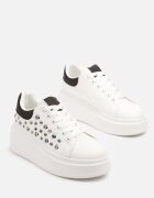  Adidași Alb-Negri pe Talpă Groasă cu Aplicații Decorative Marivelle