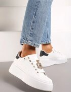 Adidași Alb-Negru cu Decorație Metalică cu Zirconii la Șireturi Awenttes