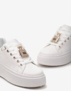  Adidași Alb-Negru cu Decorație Metalică cu Zirconii la Șireturi Awenttes