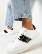  Adidași Alb-Negru cu Inserție Metalică Dannu