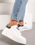  Adidași Alb-Negru Cu șireturi Cu talpă groasă Cu ornament metalic și cu Zirconii Cavendra
