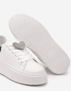  Adidași Alb-Negru Cu șireturi Cu talpă groasă Cu ornament metalic și cu Zirconii Cavendra