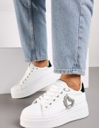  Adidași Alb-Negru Cu șireturi Cu talpă groasă Decorați cu zirconiu Elivira