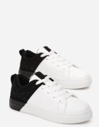  Adidași Alb-Negru Cu șireturi Cu talpă plată Cu zirconii decorative Gimena