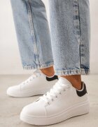  Adidași Alb-Negru cu șireturi cu un design clasic cu talpă groasă Cataria