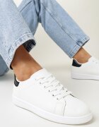  Adidași Alb-Negru Cu șireturi pe talpă plată cu vârf rotund Adephine
