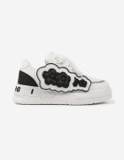  Adidași Alb-Negru cu Talpă Groasă cu Decorațiuni din Cauciuc sub Formă de Flori Benalita