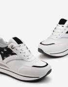 Adidași Alb-Negru cu Talpă Groasă Decorați cu Sclipici și Aplicații Gevia
