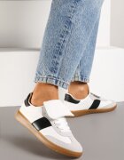  Adidași Alb-Negru cu Talpă Plată cu Limbă Întoarsă Felilora