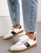  Adidași Alb-Negru cu Talpă Plată cu Limbă Întoarsă Felilora