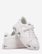  Adidași Alb-Negru cu Velcro cu talpă plată decorativă Lisbetta