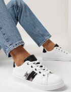  Adidași Alb-Negru până la gleznă cu cataramă decorativă Vilorea