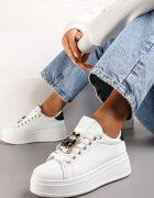  Adidași Alb-Negru pe Platformă cu Brelocuri Detașabile la Șireturi Harhi