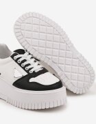  Adidași Alb-Negru pe Platformă Striată Feniora
