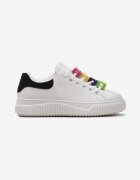  Adidași Alb-Negru pe Talpă Groasă cu Aplicații Decorative pe Șireturi Veillta
