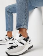  Adidași Alb-Negru pe Talpă Groasă cu Sclipici și Paiete Asseni