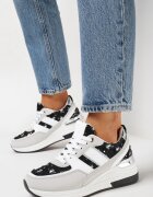  Adidași Alb-Negru pe Talpă Groasă cu Sclipici și Paiete Asseni