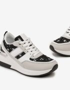  Adidași Alb-Negru pe Talpă Groasă cu Sclipici și Paiete Asseni