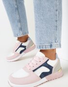  Adidași Alb-Roz cu inserție metalică și cusături Natasina