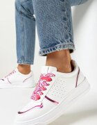  Adidași Alb-Roz cu Inserții Sclipitoare și Șireturi Decorative Horustia