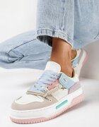 Adidași Alb-Roz cu platformă cu șireturi decorative Awidea