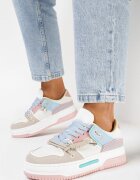 Adidași Alb-Roz cu platformă cu șireturi decorative Awidea