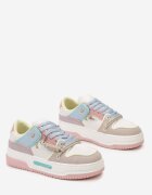  Adidași Alb-Roz cu platformă cu șireturi decorative Awidea