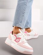  Adidași Alb-Roz pe Talpă Groasă cu Aplicație Abstractă Cadisa