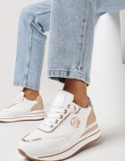  Adidași Alb-Șampanie pe platformă cu paspoal decorați cu petic Liseart