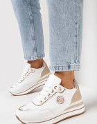  Adidași Alb-Șampanie pe platformă cu paspoal decorați cu petic Liseart