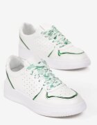  Adidași alb-verde cu inserții strălucitoare și șireturi decorative Horustia